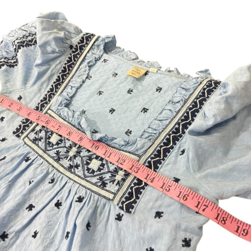 ANTHROPOLOGIE SEEN WORN‎ KEPT blue embroidered mary boho blouse top 6 S M - Picture 9 of 11